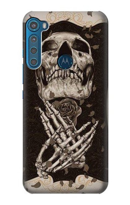 W1676 Skull Rose Hard Case and Leather Flip Case For Motorola One Fusion+