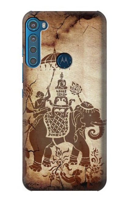 W2102 Thai Art Buddha on Elephant Hard Case and Leather Flip Case For Motorola One Fusion+