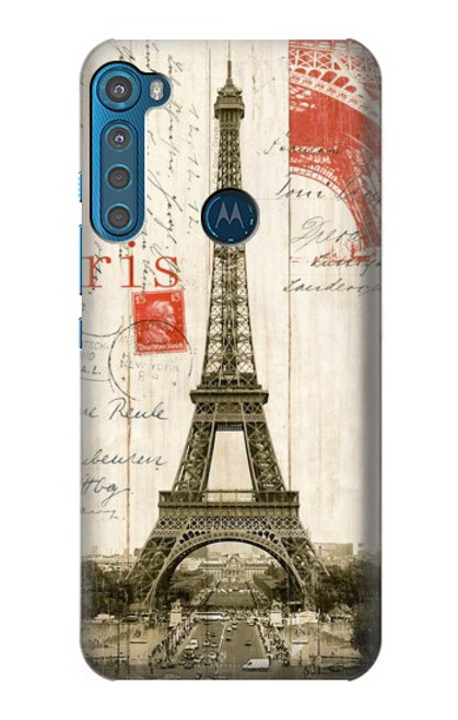 W2108 Eiffel Tower Paris Postcard Hard Case and Leather Flip Case For Motorola One Fusion+