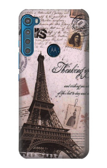 W2211 Paris Postcard Eiffel Tower Hard Case and Leather Flip Case For Motorola One Fusion+