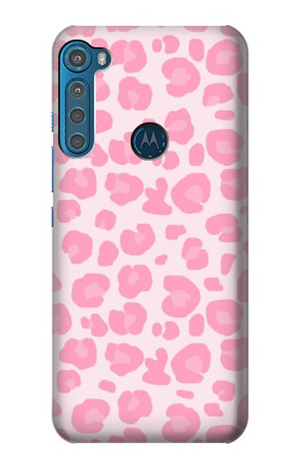 W2213 Pink Leopard Pattern Hard Case and Leather Flip Case For Motorola One Fusion+