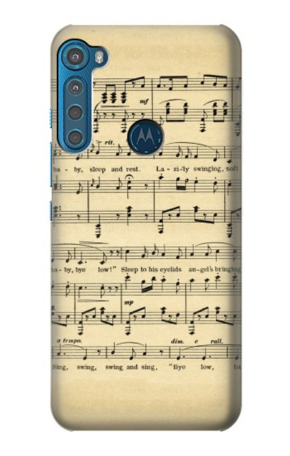 W2504 Vintage Music Sheet Hard Case and Leather Flip Case For Motorola One Fusion+