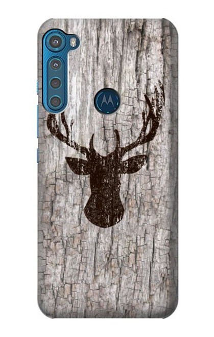 W2505 Reindeer Head Old Wood Texture Graphic Hard Case and Leather Flip Case For Motorola One Fusion+