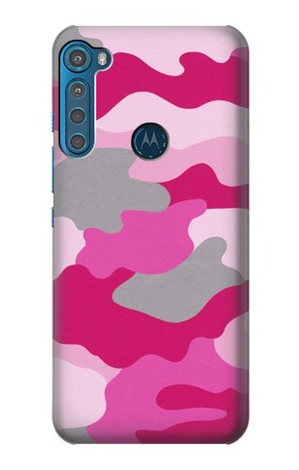 W2525 Pink Camo Camouflage Hard Case and Leather Flip Case For Motorola One Fusion+