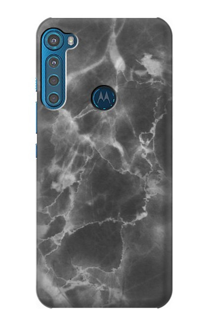 W2526 Black Marble Graphic Printed Hard Case and Leather Flip Case For Motorola One Fusion+