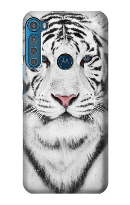 W2553 White Tiger Hard Case and Leather Flip Case For Motorola One Fusion+