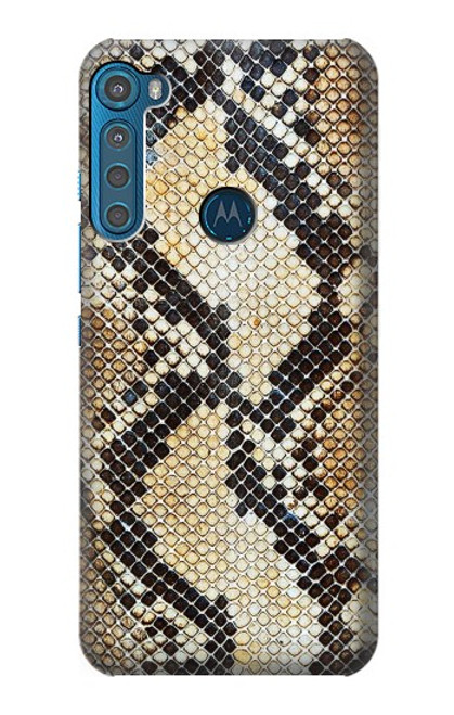 W2703 Snake Skin Texture Graphic Printed Hard Case and Leather Flip Case For Motorola One Fusion+