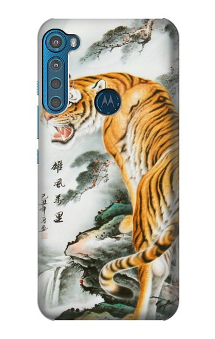 W2750 Oriental Chinese Tiger Painting Hard Case and Leather Flip Case For Motorola One Fusion+