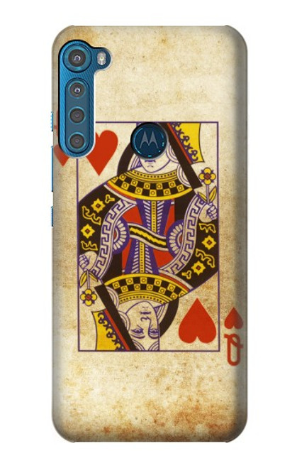 W2833 Poker Card Queen Hearts Hard Case and Leather Flip Case For Motorola One Fusion+