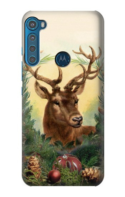 W2841 Vintage Reindeer Christmas Hard Case and Leather Flip Case For Motorola One Fusion+