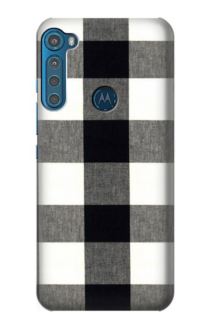 W2842 Black and White Buffalo Check Pattern Hard Case and Leather Flip Case For Motorola One Fusion+