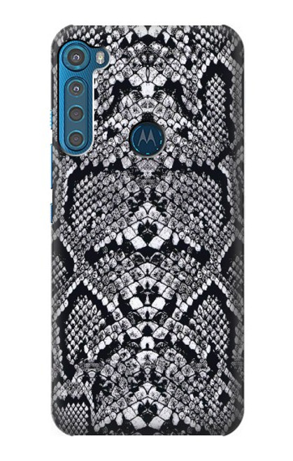 W2855 White Rattle Snake Skin Graphic Printed Hard Case and Leather Flip Case For Motorola One Fusion+