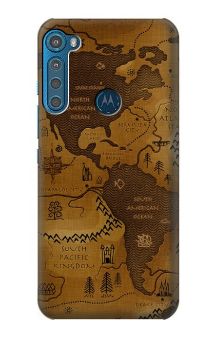 W2861 Antique World Map Hard Case and Leather Flip Case For Motorola One Fusion+