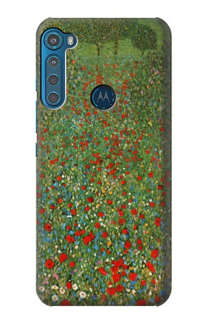 W2872 Gustav Klimt Poppy Field Hard Case and Leather Flip Case For Motorola One Fusion+