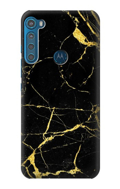 W2896 Gold Marble Graphic Printed Hard Case and Leather Flip Case For Motorola One Fusion+