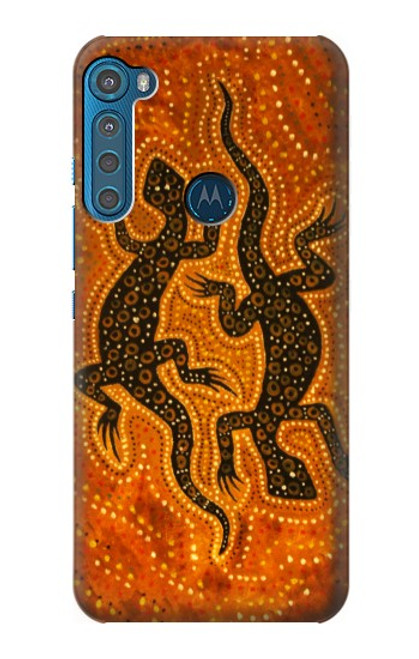 W2901 Lizard Aboriginal Art Hard Case and Leather Flip Case For Motorola One Fusion+