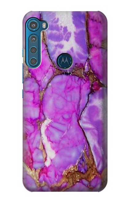 W2907 Purple Turquoise Stone Hard Case and Leather Flip Case For Motorola One Fusion+