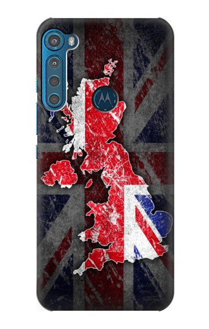 W2936 UK British Flag Map Hard Case and Leather Flip Case For Motorola One Fusion+