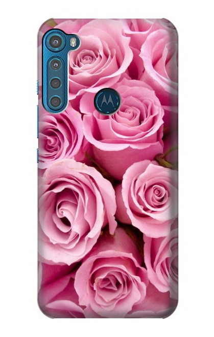 W2943 Pink Rose Hard Case and Leather Flip Case For Motorola One Fusion+