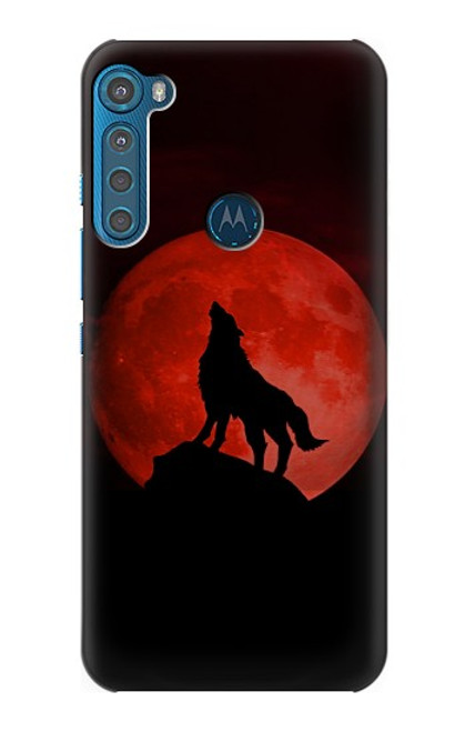 W2955 Wolf Howling Red Moon Hard Case and Leather Flip Case For Motorola One Fusion+