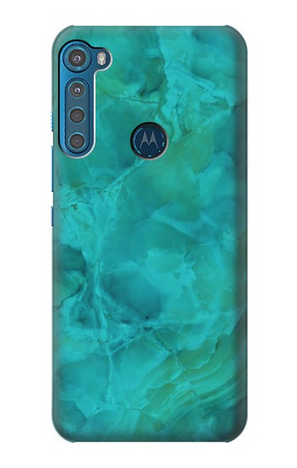 W3147 Aqua Marble Stone Hard Case and Leather Flip Case For Motorola One Fusion+