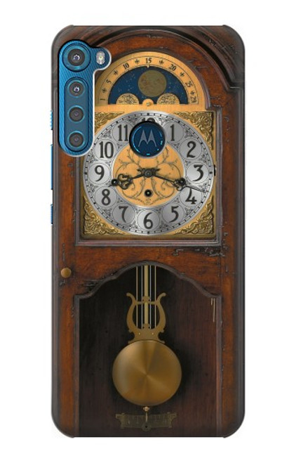 W3173 Grandfather Clock Antique Wall Clock Hard Case and Leather Flip Case For Motorola One Fusion+