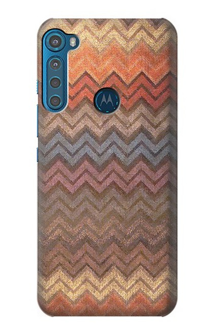 W3752 Zigzag Fabric Pattern Graphic Printed Hard Case and Leather Flip Case For Motorola One Fusion+