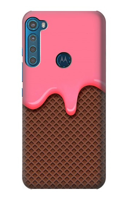 W3754 Strawberry Ice Cream Cone Hard Case and Leather Flip Case For Motorola One Fusion+