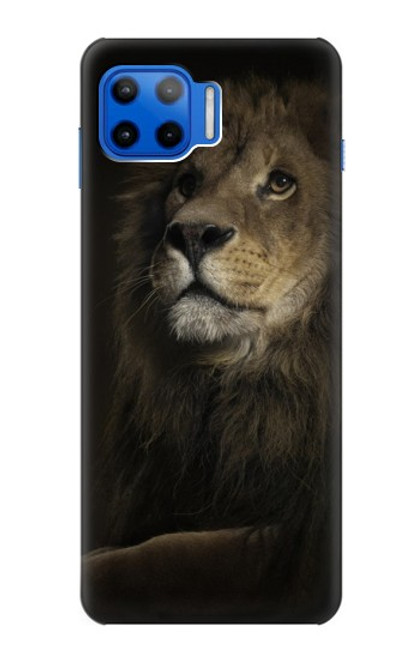 W0472 Lion Hard Case and Leather Flip Case For Motorola Moto G 5G Plus