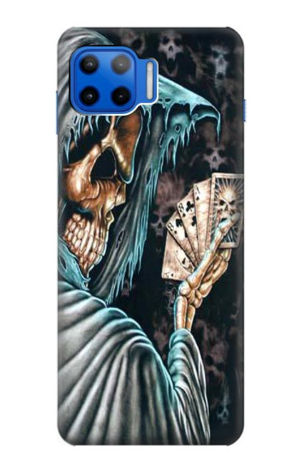 W0748 Grim Reaper Death Poker Hard Case and Leather Flip Case For Motorola Moto G 5G Plus