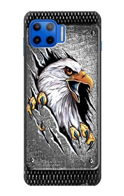 W0855 Eagle Metal Hard Case and Leather Flip Case For Motorola Moto G 5G Plus