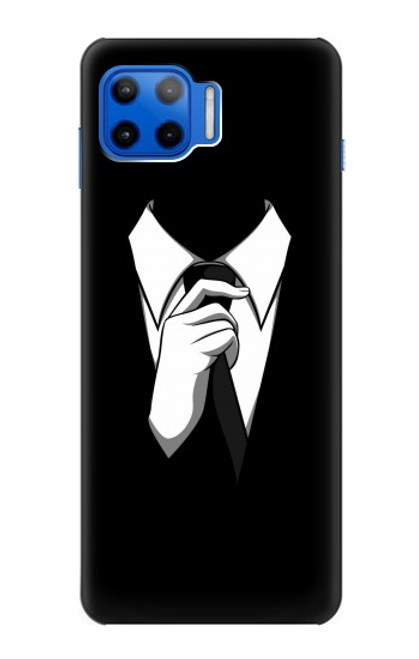 W1591 Anonymous Man in Black Suit Hard Case and Leather Flip Case For Motorola Moto G 5G Plus