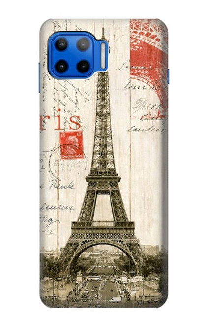 W2108 Eiffel Tower Paris Postcard Hard Case and Leather Flip Case For Motorola Moto G 5G Plus