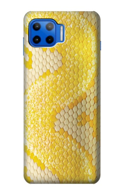 W2713 Yellow Snake Skin Graphic Printed Hard Case and Leather Flip Case For Motorola Moto G 5G Plus