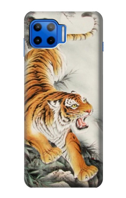 W2751 Chinese Tiger Brush Painting Hard Case and Leather Flip Case For Motorola Moto G 5G Plus