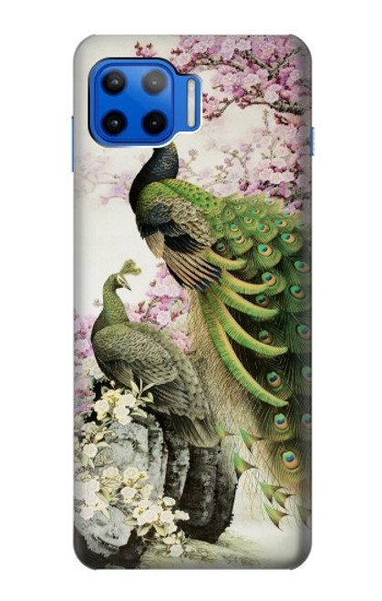 W2773 Peacock Chinese Brush Painting Hard Case and Leather Flip Case For Motorola Moto G 5G Plus