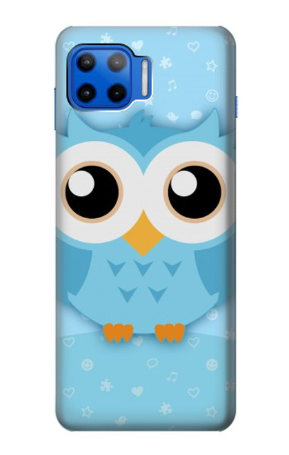 W3029 Cute Blue Owl Hard Case and Leather Flip Case For Motorola Moto G 5G Plus