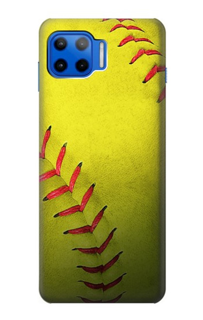 W3031 Yellow Softball Ball Hard Case and Leather Flip Case For Motorola Moto G 5G Plus