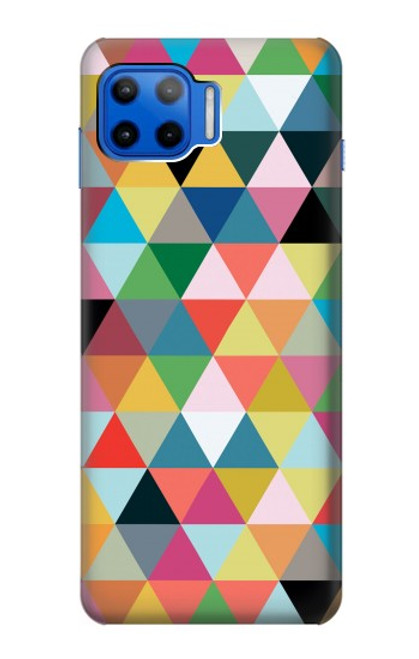 W3049 Triangles Vibrant Colors Hard Case and Leather Flip Case For Motorola Moto G 5G Plus