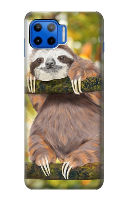 W3138 Cute Baby Sloth Paint Hard Case and Leather Flip Case For Motorola Moto G 5G Plus