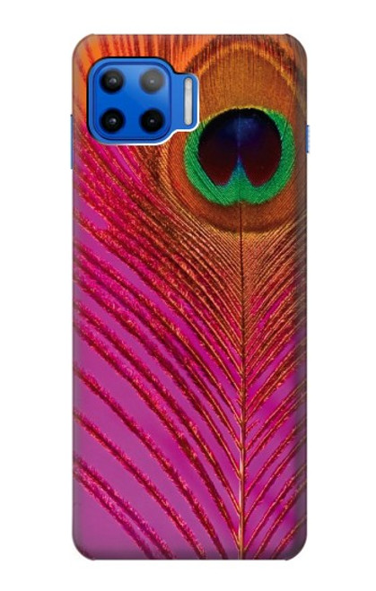 W3201 Pink Peacock Feather Hard Case and Leather Flip Case For Motorola Moto G 5G Plus