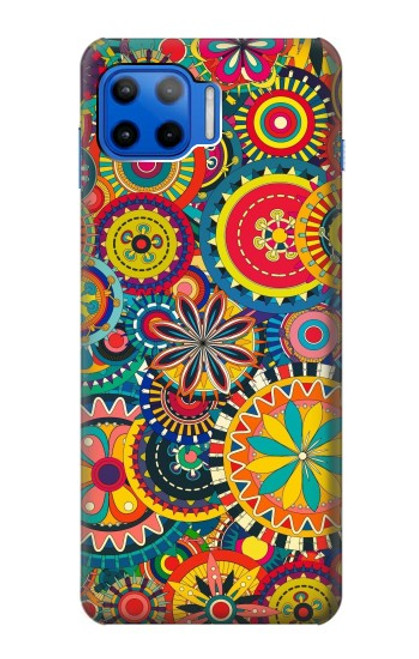 W3272 Colorful Pattern Hard Case and Leather Flip Case For Motorola Moto G 5G Plus