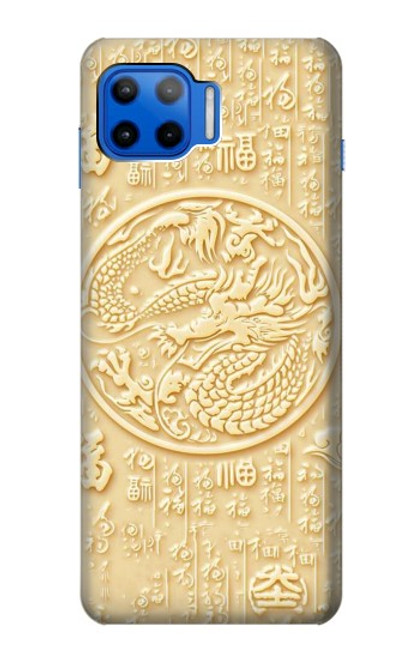 W3288 White Jade Dragon Graphic Painted Hard Case and Leather Flip Case For Motorola Moto G 5G Plus