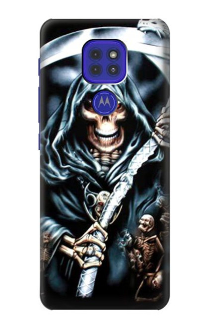 W0295 Grim Reaper Hard Case and Leather Flip Case For Motorola Moto G9 Play