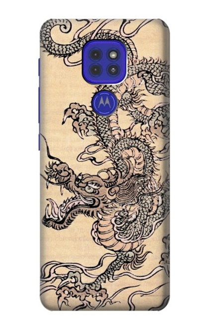 W0318 Antique Dragon Hard Case and Leather Flip Case For Motorola Moto G9 Play