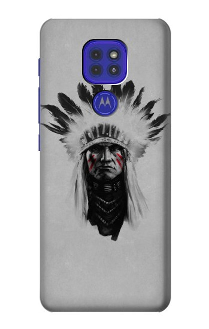 W0451 Indian Chief Hard Case and Leather Flip Case For Motorola Moto G9 Play