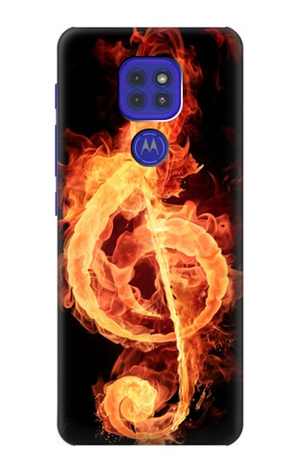 W0493 Music Note Burn Hard Case and Leather Flip Case For Motorola Moto G9 Play