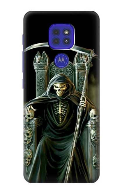 W1024 Grim Reaper Skeleton King Hard Case and Leather Flip Case For Motorola Moto G9 Play