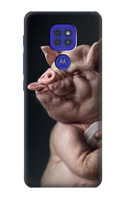 W1273 Crazy Pig Hard Case and Leather Flip Case For Motorola Moto G9 Play