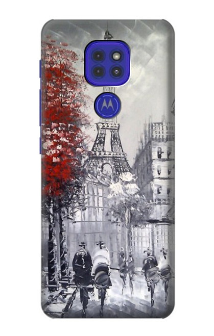 W1295 Eiffel Painting of Paris Hard Case and Leather Flip Case For Motorola Moto G9 Play